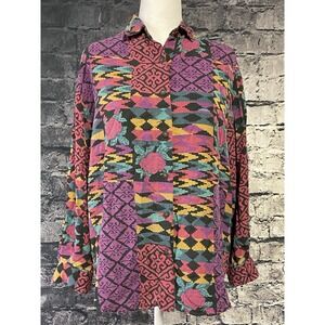 Eddie Bauer Shirt Blouse Womens Size Small Casual Aztec‎ Cowgirl West
